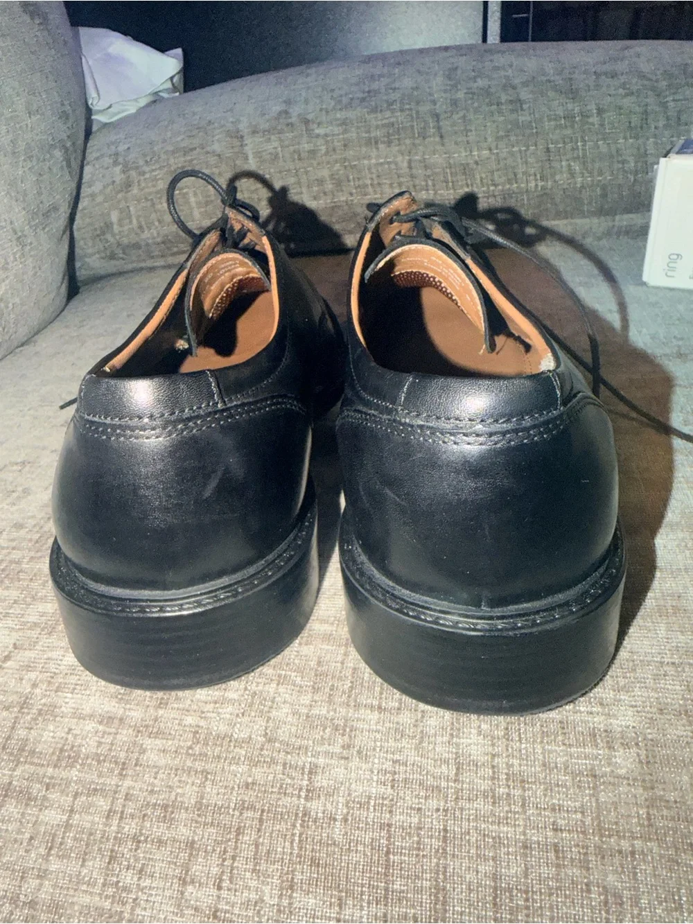 Johnston & Murphy Men’s Black Leather Plain Toe Derby Dress Shoes Size 10.5 M